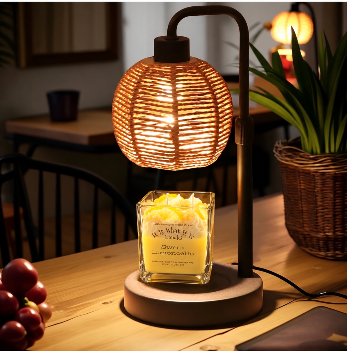 Woven-Style Candle Warmer Lamp with Timer